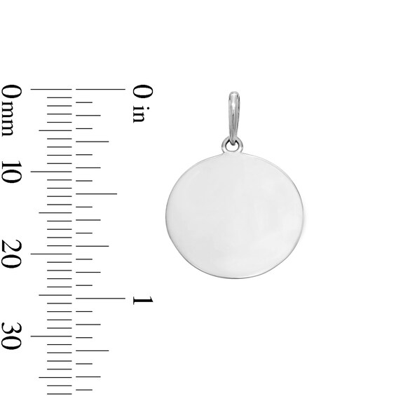 Solid Sterling Silver Polished Round Disk Necklace Charm