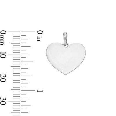 Solid Sterling Silver Polished Heart Disk Necklace Charm