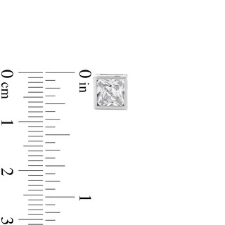 Sterling Silver CZ Square Bezel Solitaire Studs
