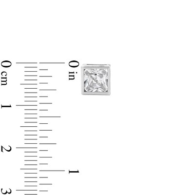 Sterling Silver CZ Square Bezel Solitaire Studs