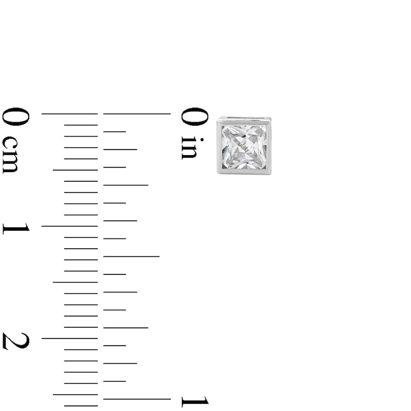 Main Image 3 of Sterling Silver CZ Square Bezel Solitaire Studs