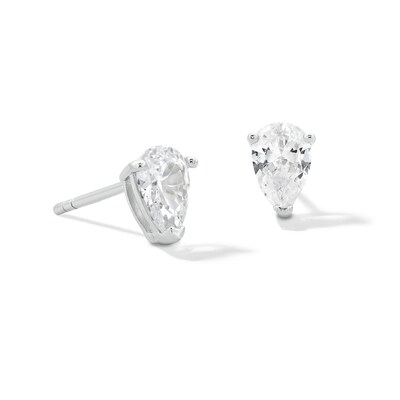 Sterling Silver CZ Pear Solitaire Studs