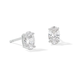 Sterling Silver CZ Oval Solitaire Studs