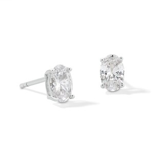 Sterling Silver CZ Oval Solitaire Studs