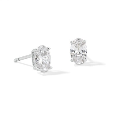 Sterling Silver CZ Oval Solitaire Studs