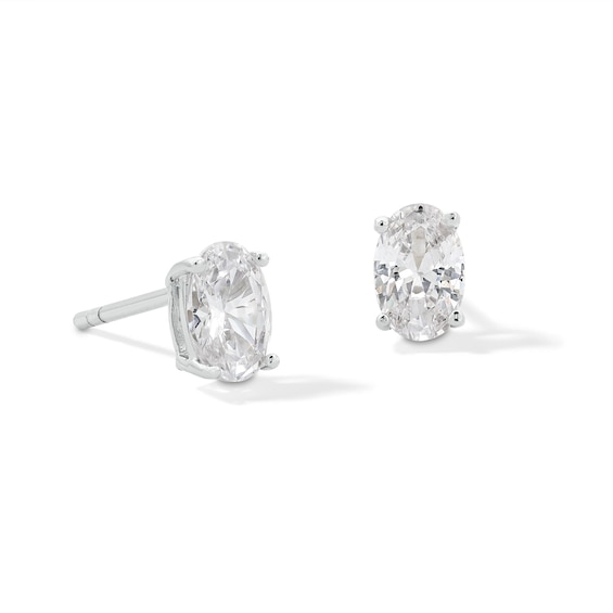 Sterling Silver CZ Oval Solitaire Studs