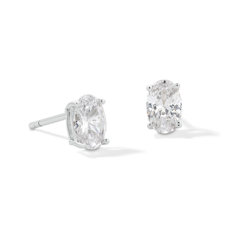 Sterling Silver CZ Oval Solitaire Studs