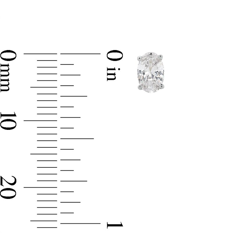 Main Image 3 of Sterling Silver CZ Oval Solitaire Studs