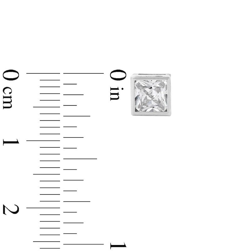 Main Image 3 of Sterling Silver CZ Square Bezel Solitaire Studs