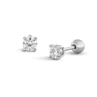 Sterling Silver CZ Reversible Ball Studs