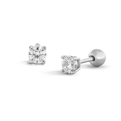 Sterling Silver CZ Reversible Ball Studs