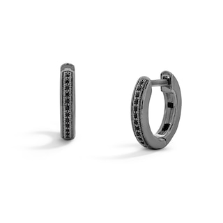 Sterling Silver Black CZ Huggie Hoops