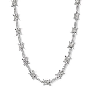 ​​​​​​​Sterling Silver CZ Barbed Wire Necklace - 20"