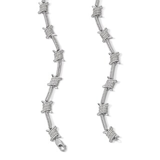 ​​​​​​​Sterling Silver CZ Barbed Wire Necklace - 20"