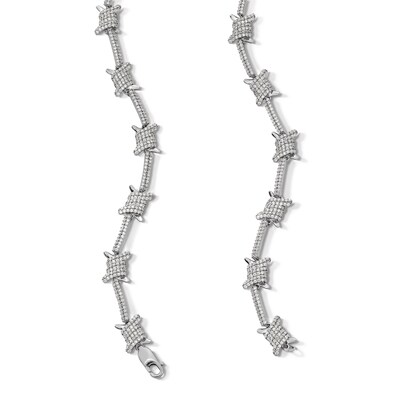 ​​​​​​​Sterling Silver CZ Barbed Wire Necklace - 20"