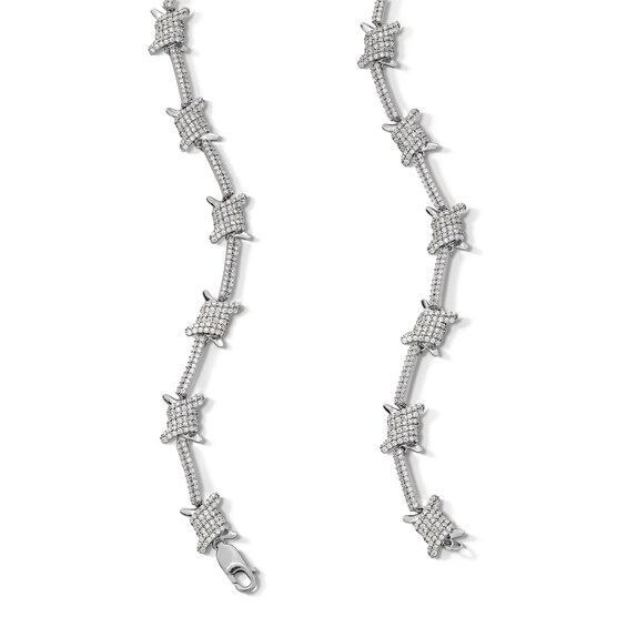 ​​​​​​​Sterling Silver CZ Barbed Wire Necklace - 20"