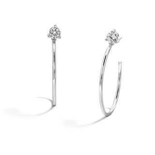 Sterling Silver CZ Round Solitaire Hoops
