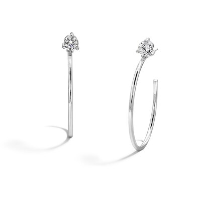 Sterling Silver CZ Round Solitaire Hoops