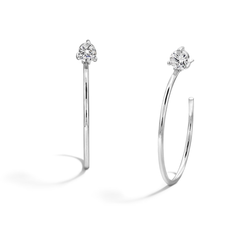 Sterling Silver CZ Round Solitaire Hoops