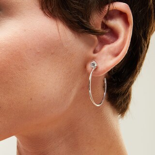 Sterling Silver CZ Round Solitaire Hoops