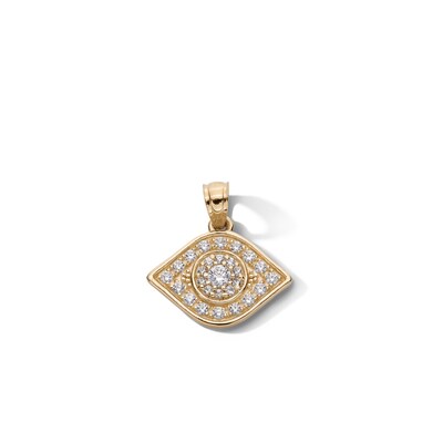10K Solid Gold CZ Evil Eye Necklace Charm