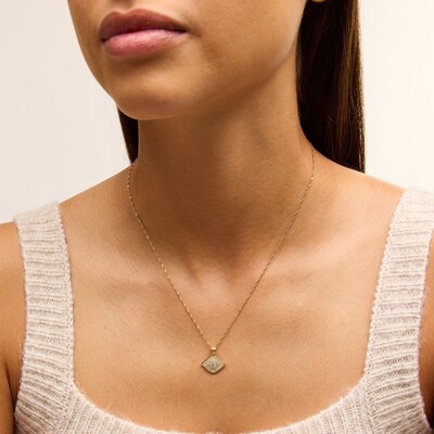 10K Solid Gold CZ Evil Eye Necklace Charm