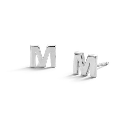 Sterling Silver Initial "M" Studs