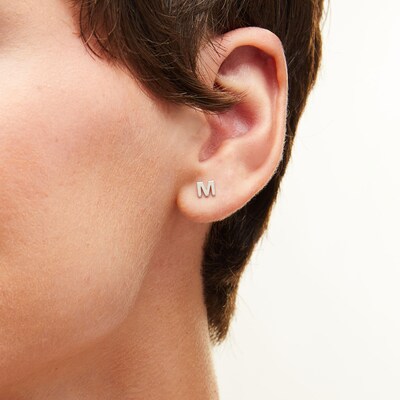 Sterling Silver Initial "M" Studs