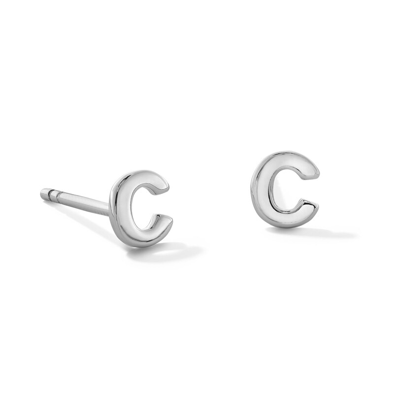 Sterling Silver Initial "C" Studs