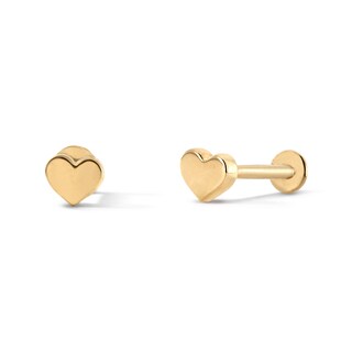 10K Solid Gold Heart Flat Back Studs