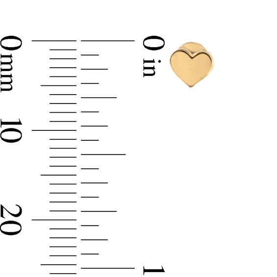 10K Solid Gold Heart Flat Back Studs