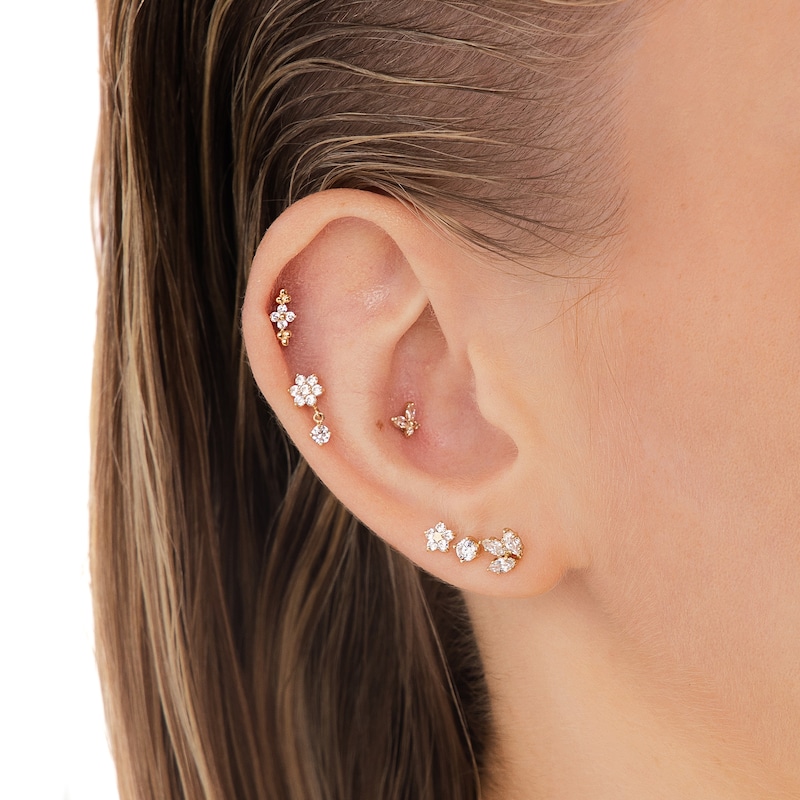 Main Image 3 of 10K Solid Gold CZ Marquise Cluster Flat Back Studs