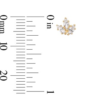 10K Solid Gold CZ Marquise Cluster Flat Back Studs