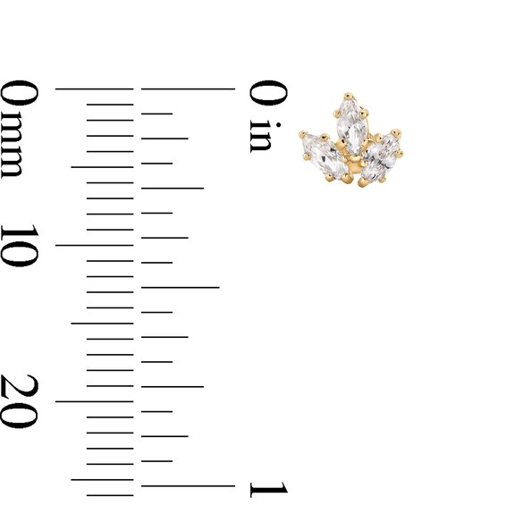 10K Solid Gold CZ Marquise Cluster Flat Back Studs