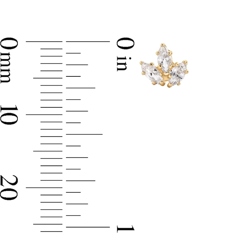 Main Image 4 of 10K Solid Gold CZ Marquise Cluster Flat Back Studs
