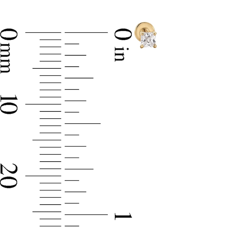 Main Image 3 of 10K Solid Gold CZ Square Flat Back Studs
