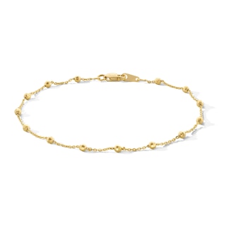 10K Solid Gold Diamond-Cut Saturn Chain Bracelet Made in Italy - 7.5"