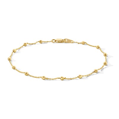 10K Solid Gold Diamond-Cut Saturn Chain Bracelet Made in Italy - 7.5"