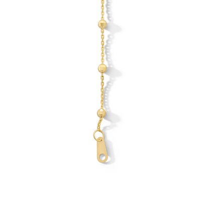 10K Solid Gold Diamond-Cut Saturn Chain Bracelet Made in Italy - 7.5"