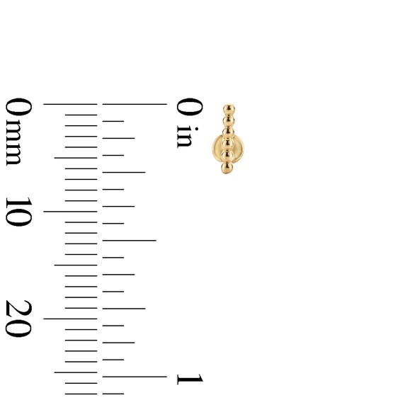 10K Solid Gold Beaded Bar Flat Back Studs