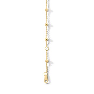 10K Solid Gold Diamond-Cut Saturn Chain Bracelet Made in Italy - 5" + 1"