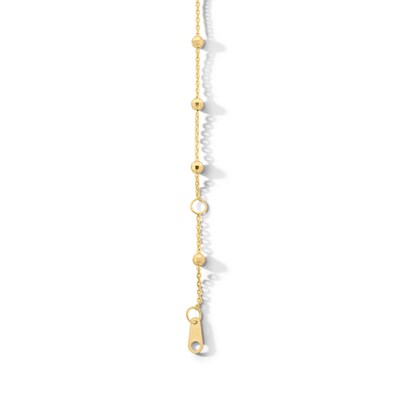 10K Solid Gold Diamond-Cut Saturn Chain Bracelet Made in Italy - 5" + 1"