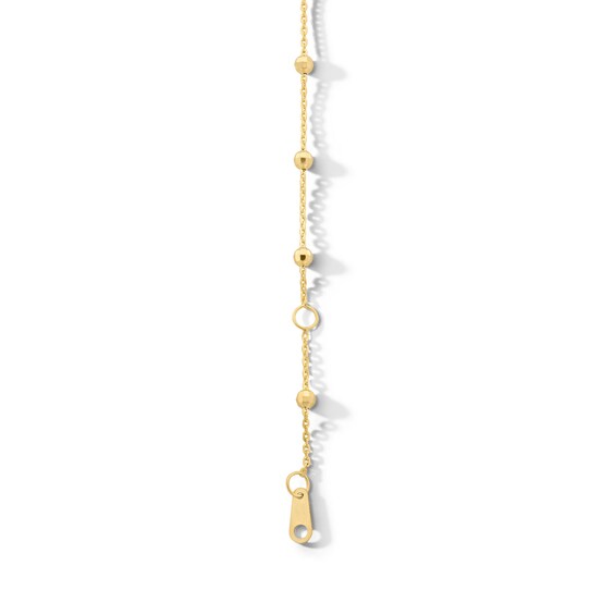 10K Solid Gold Diamond-Cut Saturn Chain Bracelet Made in Italy - 5" + 1"