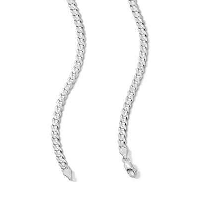 Sterling Silver Diamond-Cut Flat Curb Chain Made in Italy - 24"