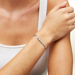 Sterling Silver Diamond-Cut Flat Mariner Chain Bracelet Made in Italy - 8.5"