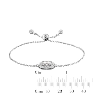 Sterling Silver CZ Halo Oval Bolo Bracelet