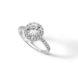 Sterling Silver CZ Round Frame Center Ring