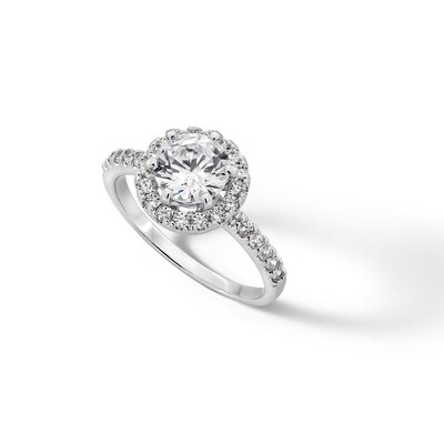 Sterling Silver CZ Round Frame Center Ring