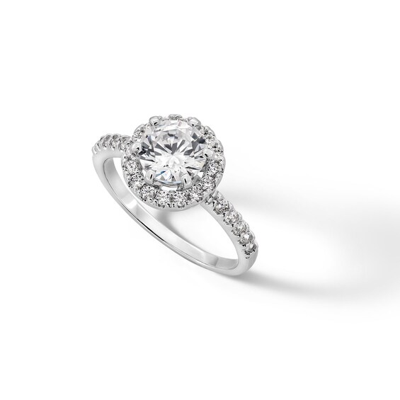 Sterling Silver CZ Round Frame Center Ring