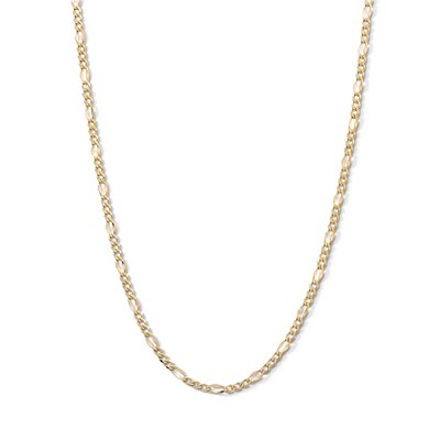 10K Solid Gold Hammered Figaro Chain Made in Italy